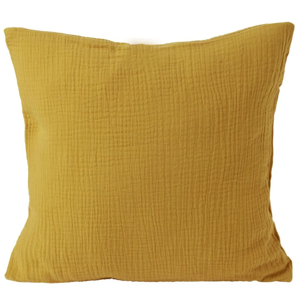 Housse de coussin 40x40cm gaze de coton jaune