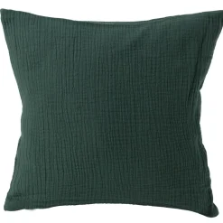 Housse de coussin 40x40cm gaze de coton vert