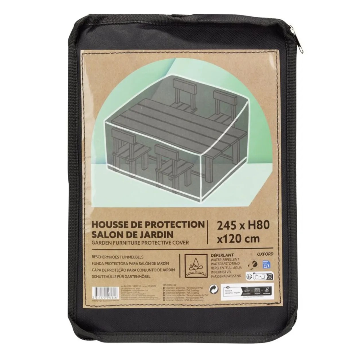 Housse de protection ensemble repas Oxford noir 245x120xH80cm < Gifi New