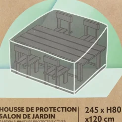 Housse de protection ensemble repas Oxford noir 245x120xH80cm < Gifi New