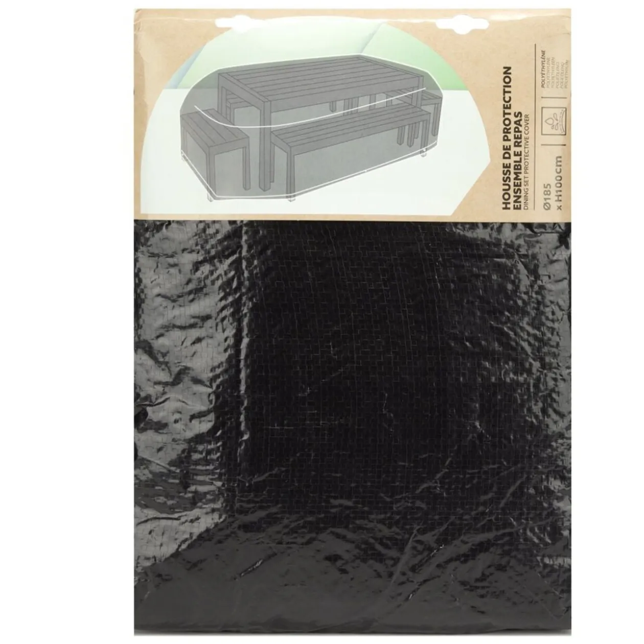 Housse de protection salon de jardin noir Ø185xH100cm