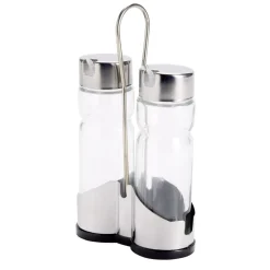 Huilier et vinaigrier en verre avec support métallique 11,5x5,5xH19,5cm < Gifi Sale