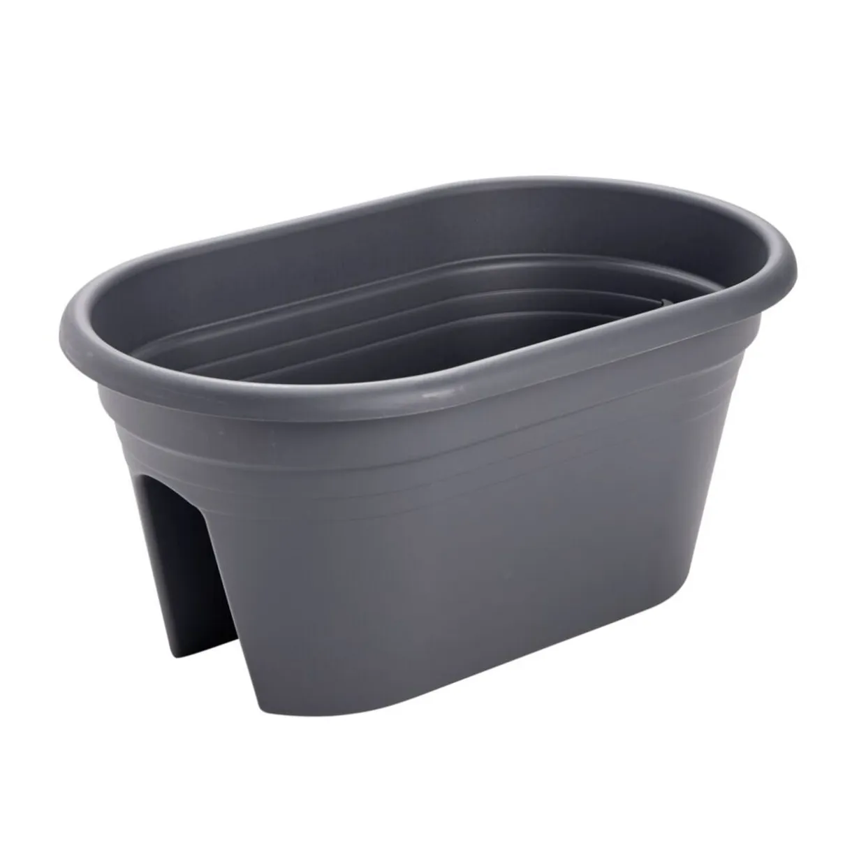 Jardinière balcon ovale plastique noir 49x29,5xH22,5cm < Gifi Outlet