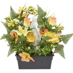 Jardinière columbarium H47 cm orange - Fleur artificielle