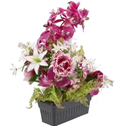 Jardinière columbarium H45 cm rose - Fleur artificielle