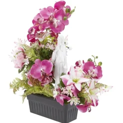 Jardinière columbarium H45 cm rose - Fleur artificielle