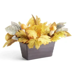 Jardinière de fleurs artificielles thème automne et champignon 25x40xH28cm