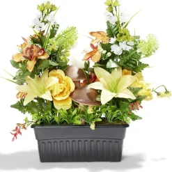 Jardinière lestée de fleurs artificielles automne et champignon 57x33xH47cm < Gifi New
