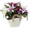 Jardinière métal fleur artificielle H24 cm violet