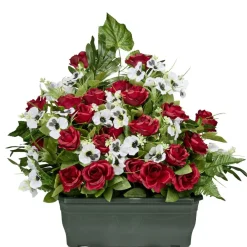 Jardinière plastique roses pensées lierre 60x10xH68cm (3 modèles)