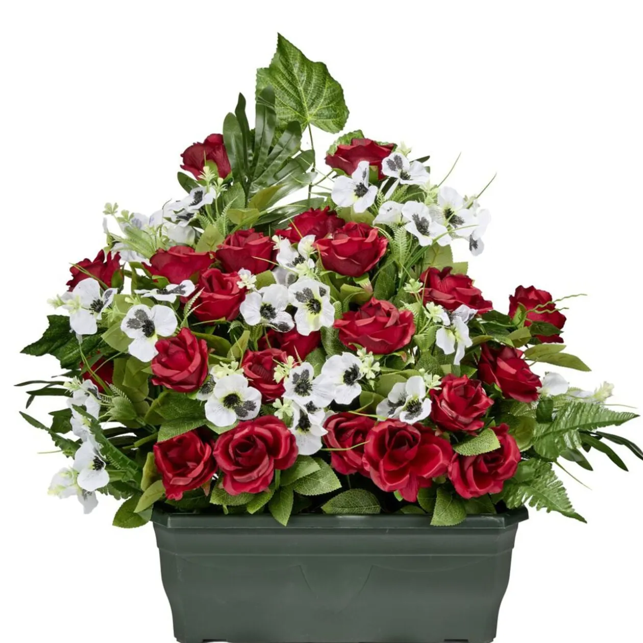 Jardinière plastique roses pensées lierre 60x10xH68cm (3 modèles)