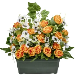 Jardinière plastique roses pensées lierre 60x10xH68cm (3 modèles)