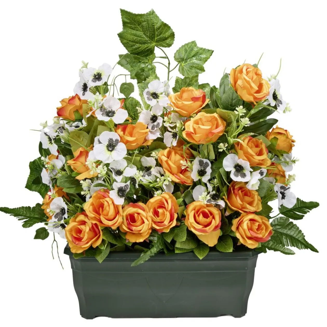 Jardinière plastique roses pensées lierre 60x10xH68cm (3 modèles)