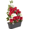 Jardinière rose/arum 20 têtes blanc et rouge