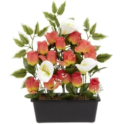 Jardinière rose/arum 20 têtes blanc et orange < Gifi Sale