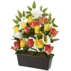 Jardinière rose+arum 20 têtes orange jaune < Gifi Outlet