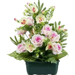 Jardinière rose et orchidée fleur artificielle L52xl20xH50cm < Gifi New