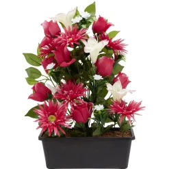 Jardinière rose+lys+gerbera H48 cm - Fleur artificielle 28 têtes < Gifi Clearance