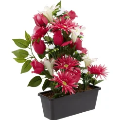 Jardinière rose+lys+gerbera H48 cm - Fleur artificielle 28 têtes < Gifi Clearance