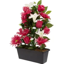 Jardinière rose+lys+gerbera H48 cm - Fleur artificielle 28 têtes < Gifi Clearance