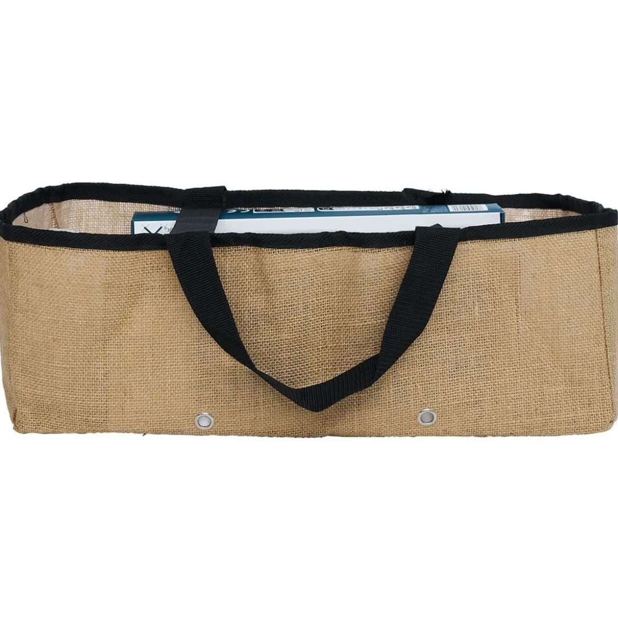 Jardinière souple avec poignées jute naturel et noir L50cm