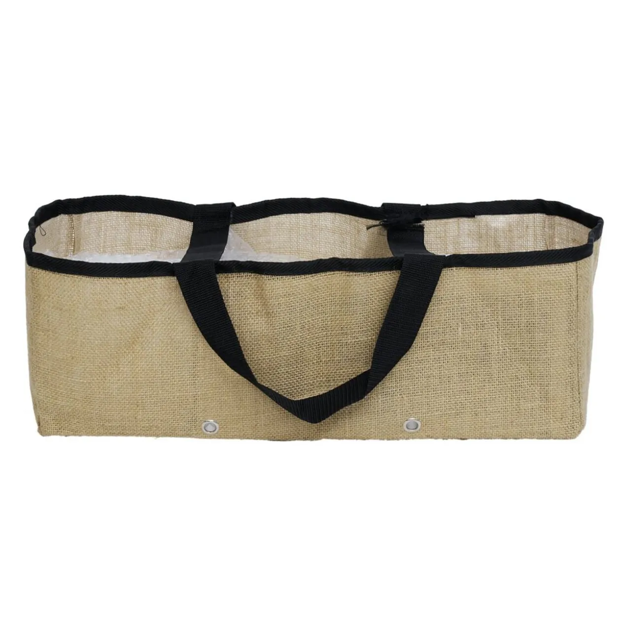 Jardinière souple avec poignées jute naturel et noir L50cm