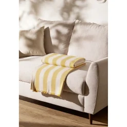 Jeté de canapé motif bayadère blanc et jaune 170x250cm < Gifi Sale