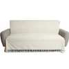Jeté de canapé 170x250cm à franges 100% coton beige < Gifi New