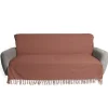 Jeté de canapé 170x250cm à franges 100% coton terracotta