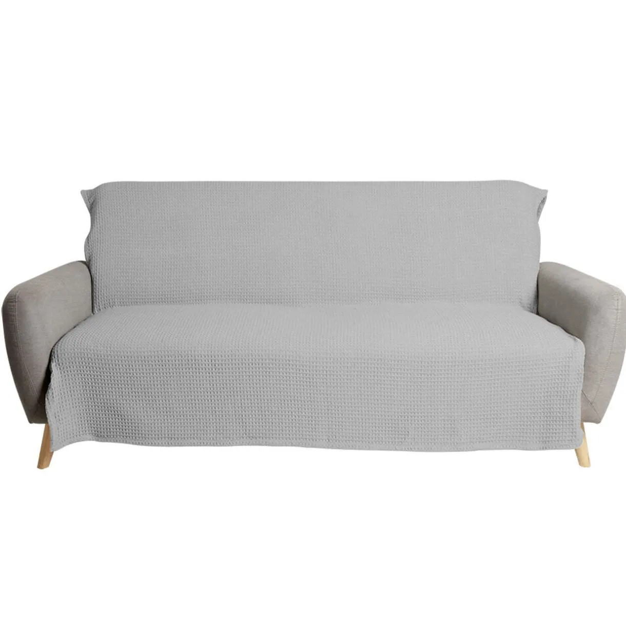 Jeté de canapé 170x250cm polycoton gaufré gris < Gifi Clearance