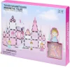 Jeu construction enfant fille tuiles magnétiques x37 thème princesse rose