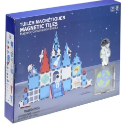 Jeu construction enfant garçon tuiles magnétiques x37 thème espace bleu < Gifi Online