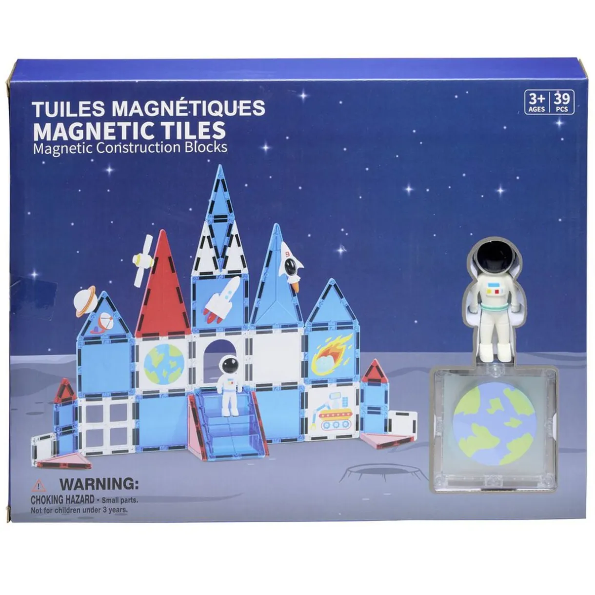 Jeu construction enfant garçon tuiles magnétiques x37 thème espace bleu < Gifi Online
