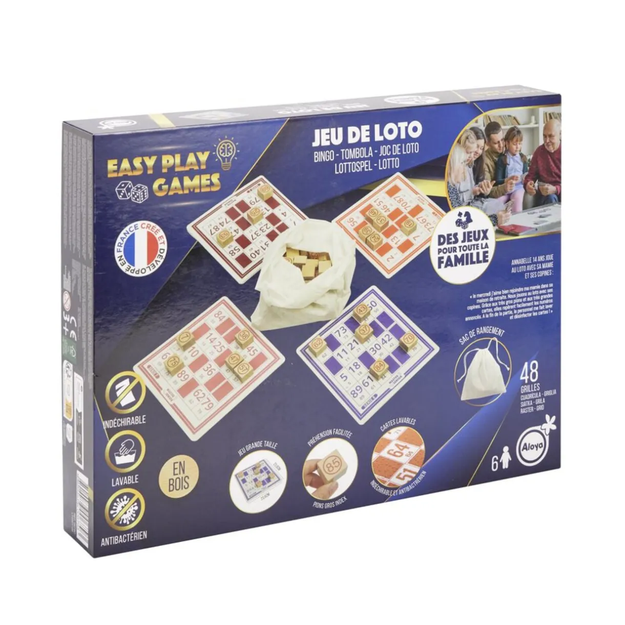 Jeu de loto en bois avec 48 grilles et sac de rangement < Gifi Sale
