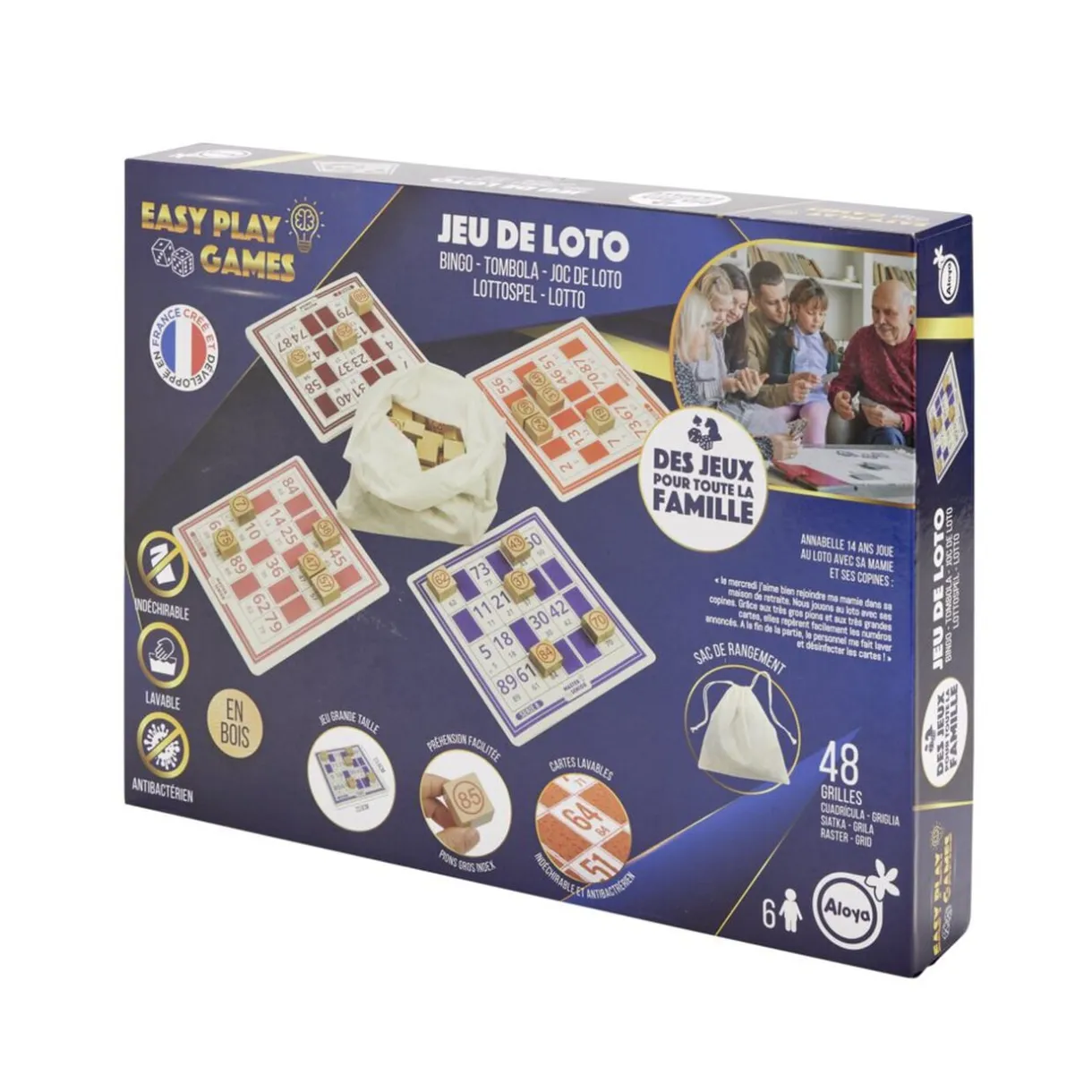 Jeu de loto en bois avec 48 grilles et sac de rangement < Gifi Sale