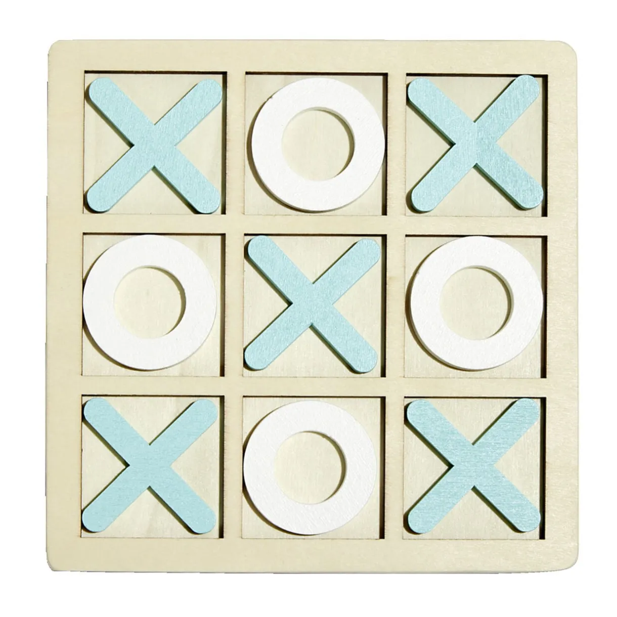 Jeu de morpion bois 14x14cm blanc/orange ou blanc/bleu < Gifi Clearance