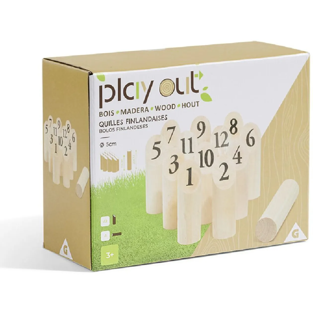 Jeu de quilles finlandaises en bois naturel
