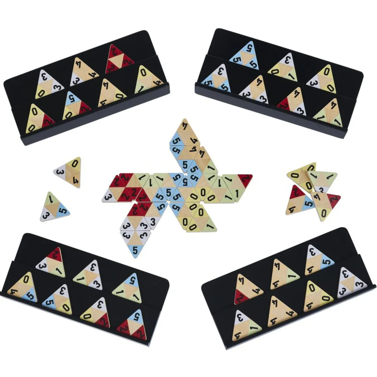 Jeu de société domino triangulaire en bois