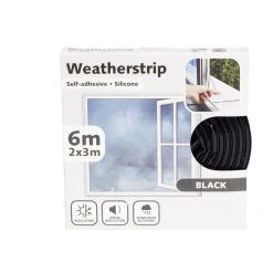 Joint d'isolation adhésif silicone plat pour porte et fenêtre 6m noir