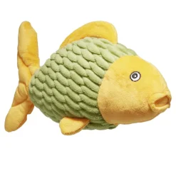 Jouet peluche pour chien poisson vert et jaune 15x25cm