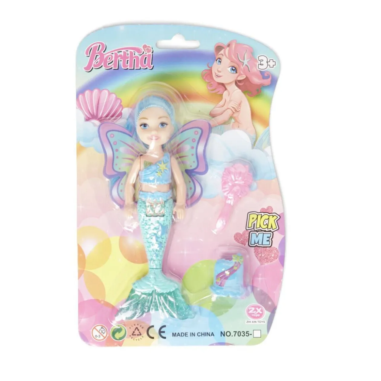 Jouet poupée sirène avec 2 accessoires