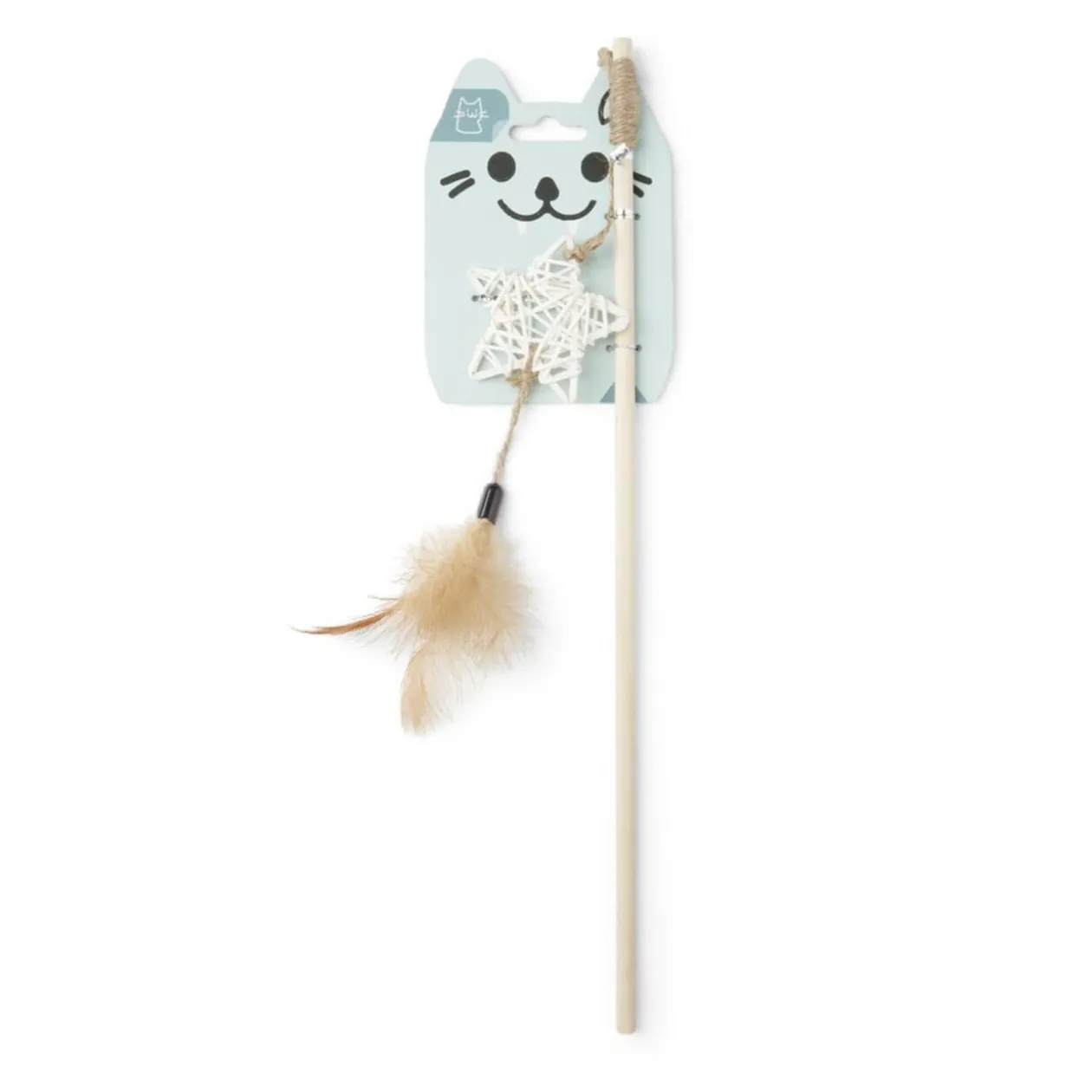 Jouet pour chat en bois avec plume et étoile L60cm