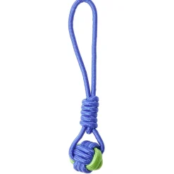 Jouet pour chien en corde en coton bleu et vert Ø7x44cm