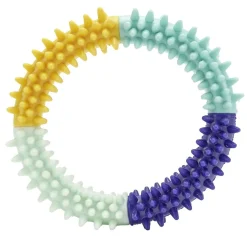 Jouet pour chien à picots jaune et bleu Ø12,5cm < Gifi New