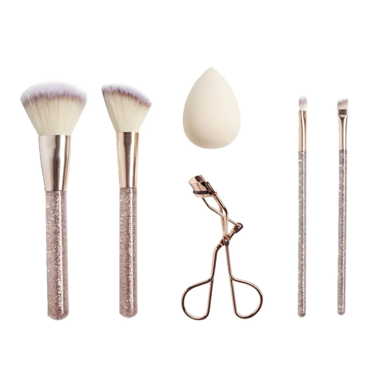 Kit accessoires maquillage 6 pièces beige ou rose - 2 coloris