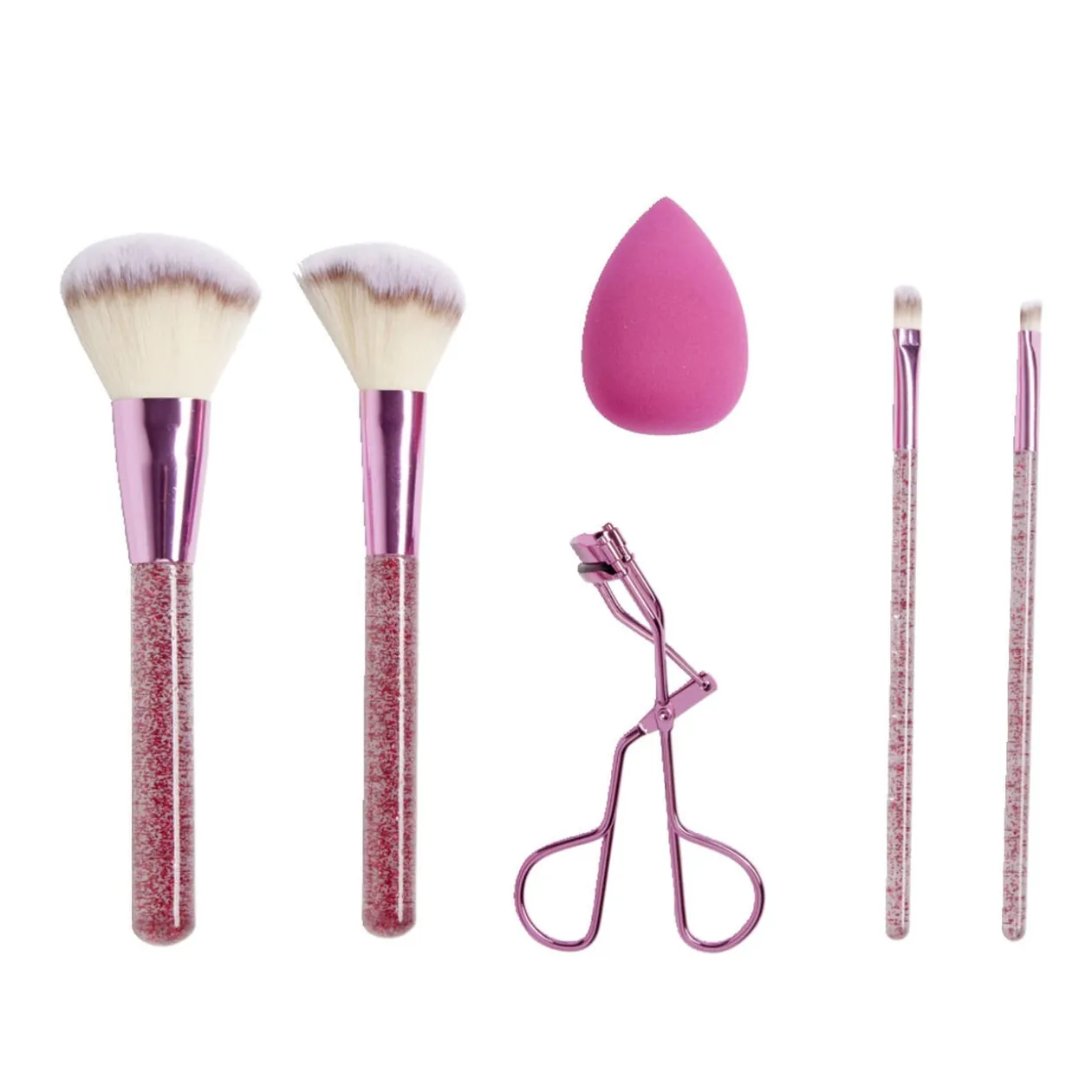Kit accessoires maquillage 6 pièces beige ou rose - 2 coloris