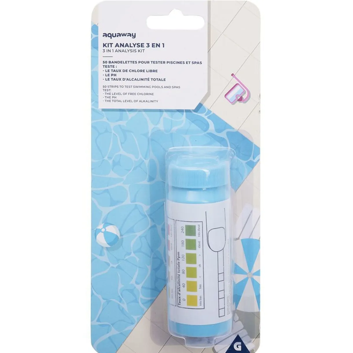 Kit analyse pour piscine 50 bandelettes 3 en 1 < Gifi Best
