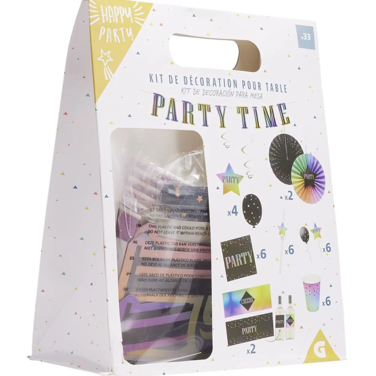 Kit décoration et vaisselle jetable Party multicolore 6 personnes < Gifi Hot