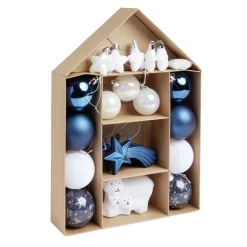 Kit décoration sapin de Noël boréal bleu et blanc 20 pièces