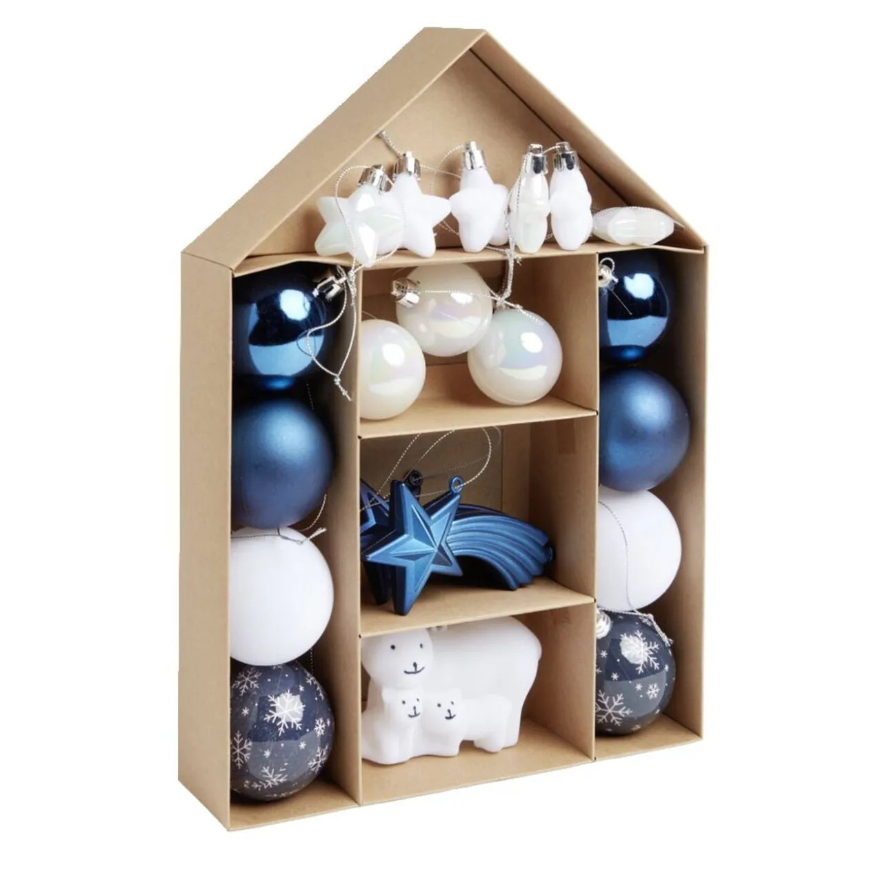 Kit décoration sapin de Noël boréal bleu et blanc 20 pièces
